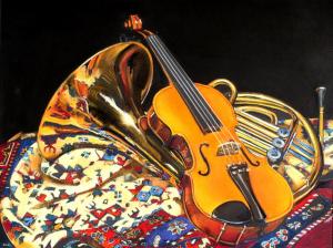 The Oriental Rug with Violin & Horn